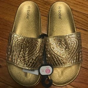 Women's Rhinestone Heart Slip-on Flip-Flop Sandals